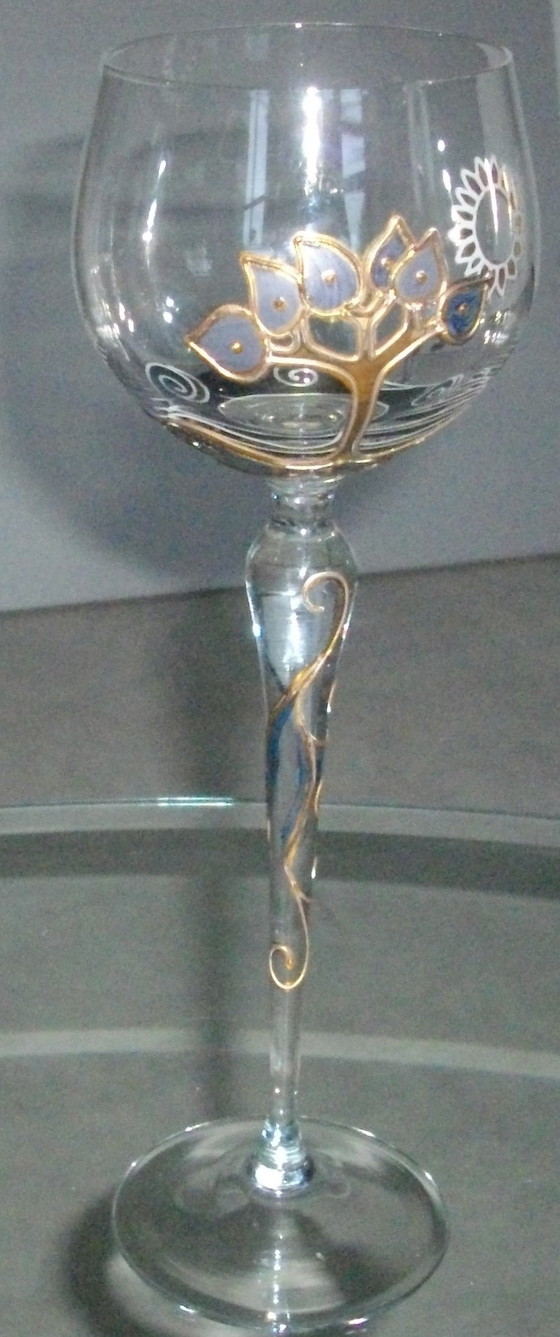 Image 1 of 2x handbemalte Weingläser