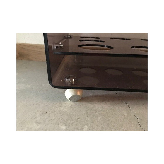 Image 1 of Vintage-Bartisch auf Rädern aus geräuchertem Methacrylat von Michel Dumas für Roche Bobois