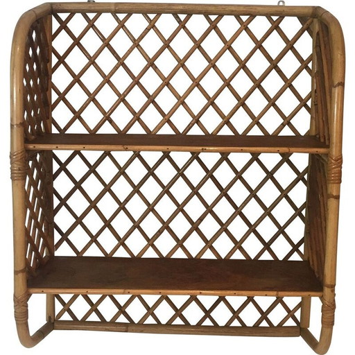 Vintage-Wandregal aus Rattan, 1950