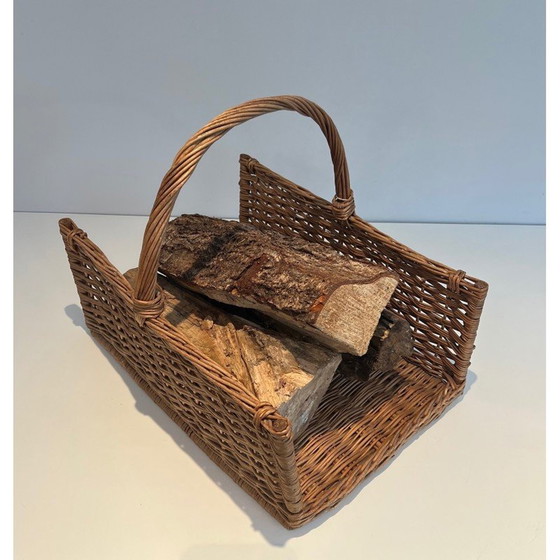 Image 1 of Holzscheithalter aus Rattan, Frankreich 1970