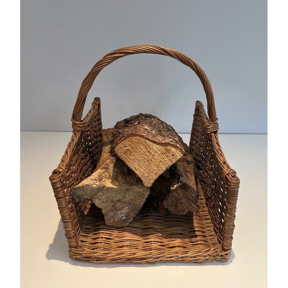 Image 1 of Holzscheithalter aus Rattan, Frankreich 1970