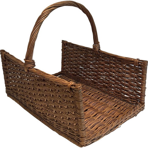 Holzscheithalter aus Rattan, Frankreich 1970