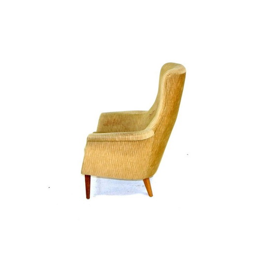 Image 1 of Skandinavischer Vintage-Sessel aus Eichenholz und Stoff, Schweden 1950