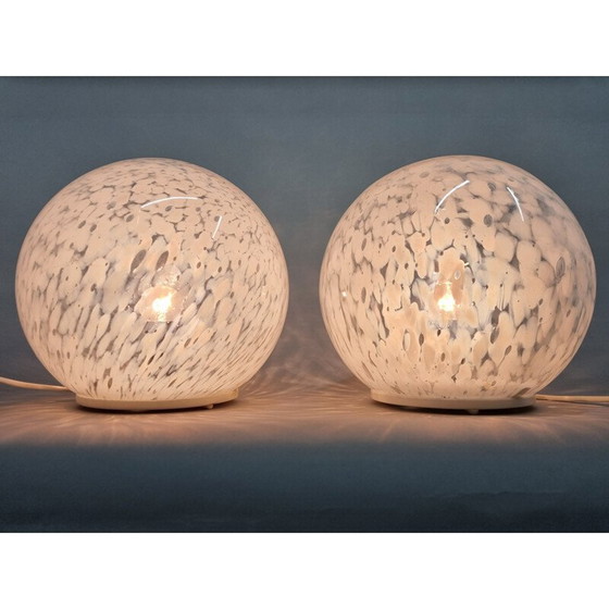 Image 1 of Paar Tischlampen aus Glas aus der Mitte des Jahrhunderts, 1970er Jahre