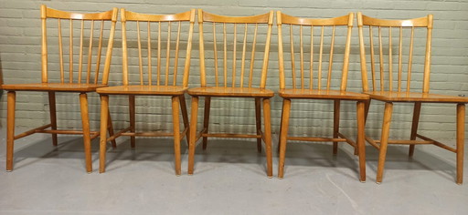 5x Schwedische Vintage Esszimmerstühle