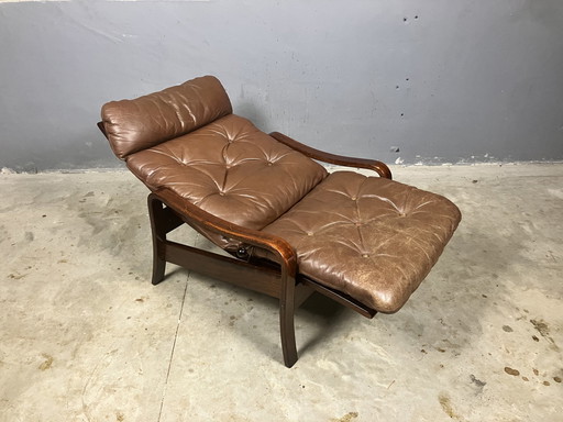 Dänischer Design-Liegestuhl Leder