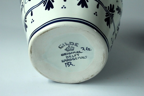 Image 1 of 2 Delft Vasen Mit Deckel Als Set, Handgemalt, Vintage