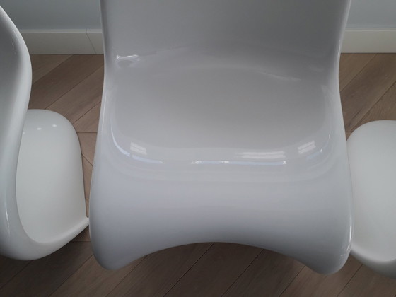 Image 1 of 3X Weiß Hochglanz Original Verner Panton (Vitra) Esszimmerstühle