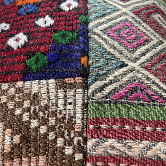 Image 1 of Vintage Türkisch Kilim Patchwork Kissenbezug