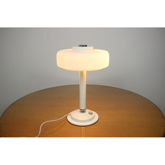 Image 1 of Tischlampe aus weißem Glas und Metall von Napako, Tschechoslowakei 1960