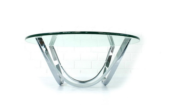 Image 1 of Werner Linder for Bacher Tische, Mod. 2075 Chrome Coffee Table / Couchtisch, new 19mm glass plate