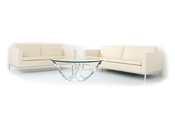 Image 1 of Werner Linder for Bacher Tische, Mod. 2075 Chrome Coffee Table / Couchtisch, new 19mm glass plate