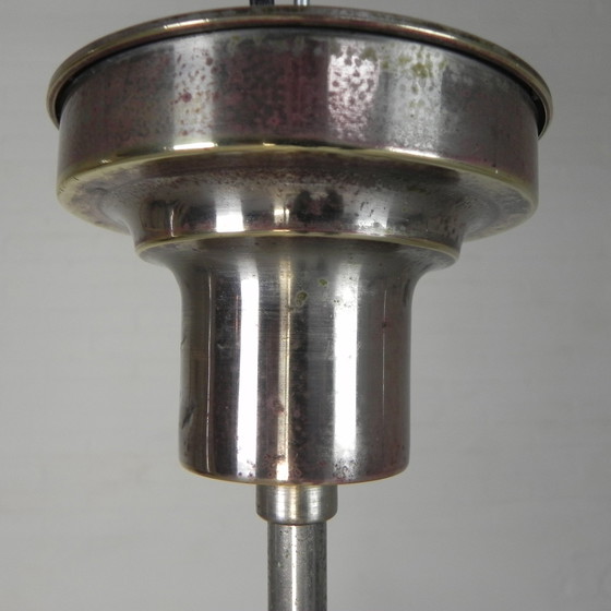 Image 1 of Art-Deco-Hängeleuchte mit weißem Glasschirm, 1930er Jahre