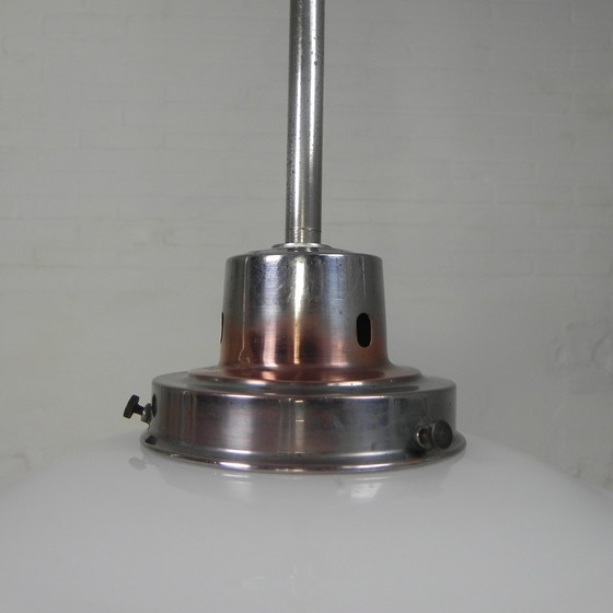 Image 1 of Art-Deco-Hängeleuchte mit weißem Glasschirm, 1930er Jahre