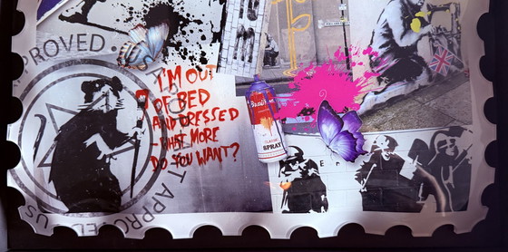 Image 1 of Ad Van Hassel: "Luxus-Kunstbriefmarke, Hommage an Banksy (Ii)".