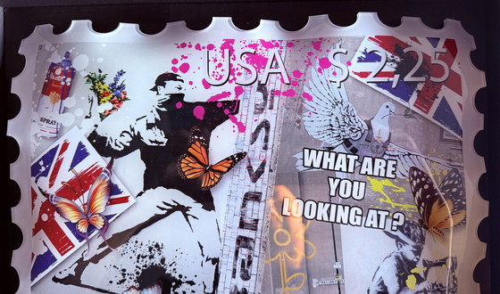 Image 1 of Ad Van Hassel: "Luxus-Kunstbriefmarke, Hommage an Banksy (Ii)".