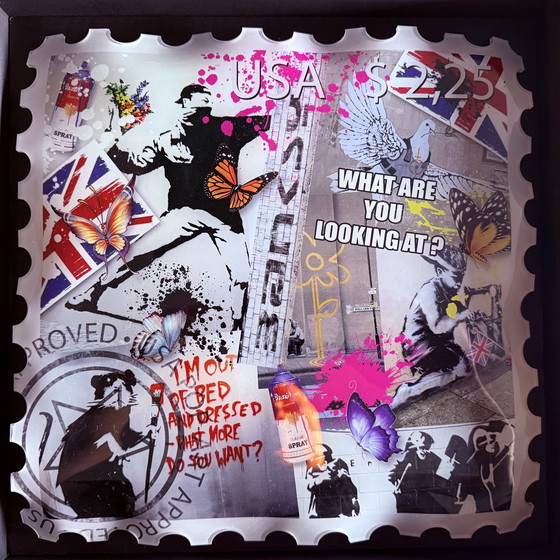 Image 1 of Ad Van Hassel: "Luxus-Kunstbriefmarke, Hommage an Banksy (Ii)".