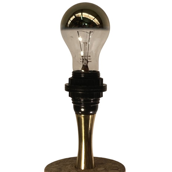 Image 1 of Mid-Century Deutsche Kork und Glas Tischlampe