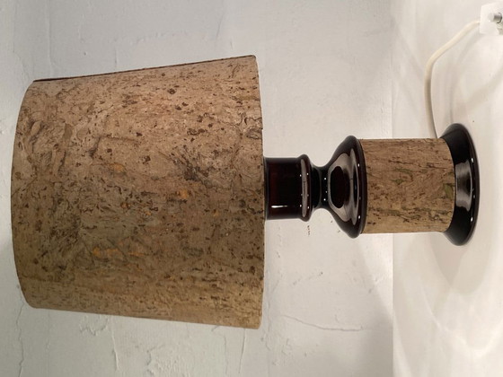 Image 1 of Mid-Century Deutsche Kork und Glas Tischlampe