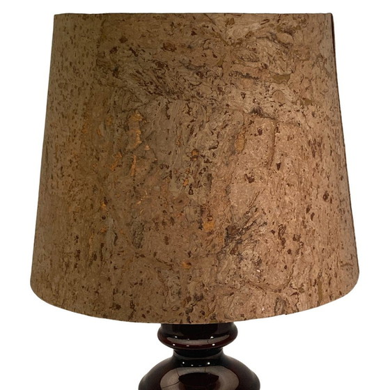 Image 1 of Mid-Century Deutsche Kork und Glas Tischlampe