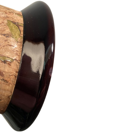 Image 1 of Mid-Century Deutsche Kork und Glas Tischlampe