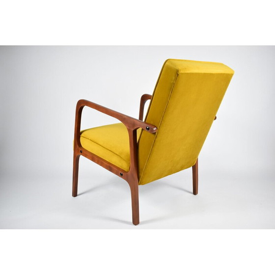 Image 1 of Vintage polnischer Sessel b-04, goldener Samt 1970
