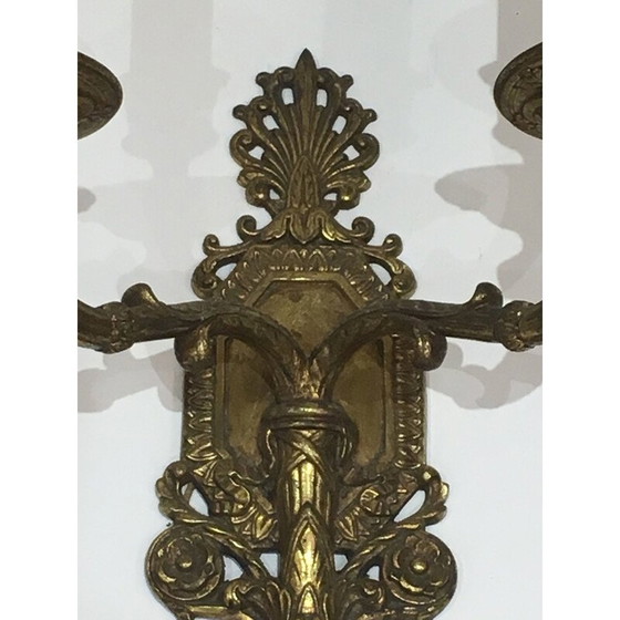 Image 1 of Paar Pendelleuchten aus Bronze, 1920