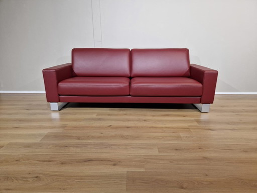 Rolf Benz Ego - 3-Sitzer - Bordeaux - Leder - Ausstellungszustand