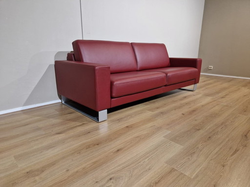 Rolf Benz Ego - 3-Sitzer - Bordeaux - Leder - Ausstellungszustand