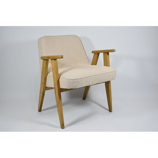 Vintage polnischen Sessel, beige Eiche Holz 1960