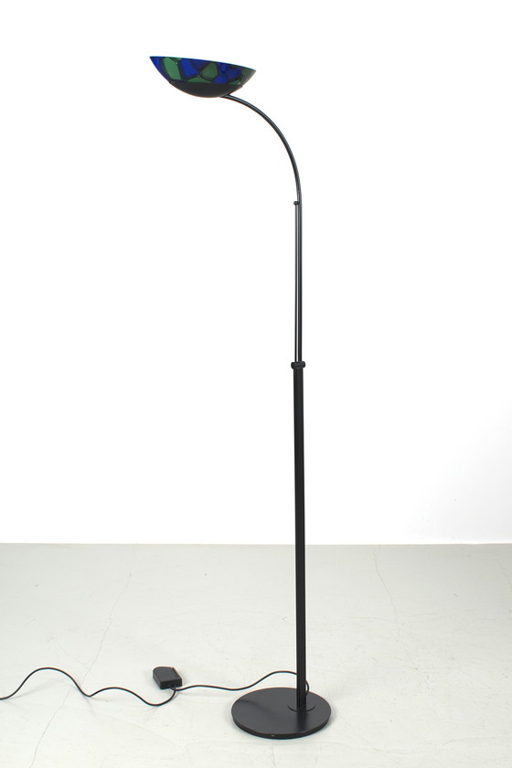 Image 1 of Vintage Stehlampe mit grünem und blauem Glas