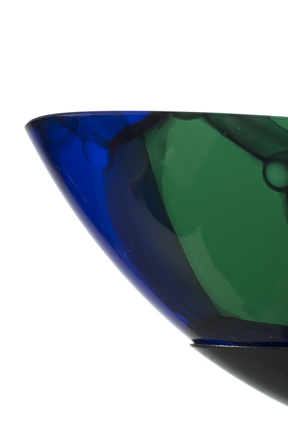 Image 1 of Vintage Stehlampe mit grünem und blauem Glas