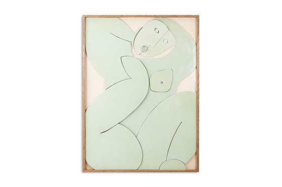 Image 1 of Geschnitztes Paneel aus Lack in der Farbe Seladon. Zeitgenössisch.