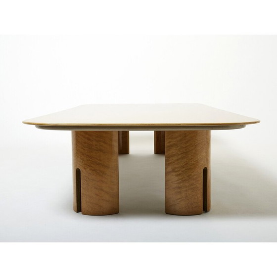 Image 1 of Vintage Couchtisch aus Ahorn und Messing von Giovanni Offredi für Saporiti, 1980