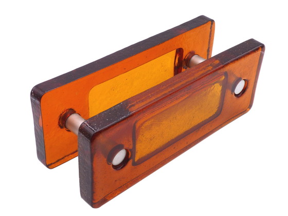 Image 1 of Paar Doppelte Orangene Glasgriffe 1970