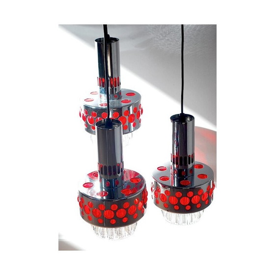 Image 1 of Vintage-Hängeleuchte aus Blech, Kunststoff und Glas, 1970