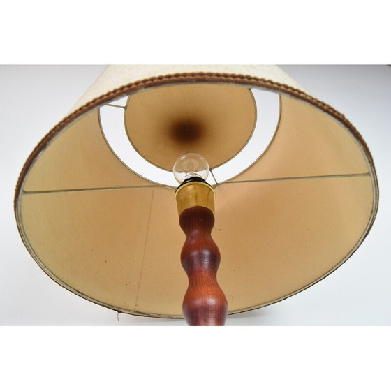 Image 1 of Mid-Century Tischlampe aus Stoff und Holz, Tschechoslowakei 1960er Jahre