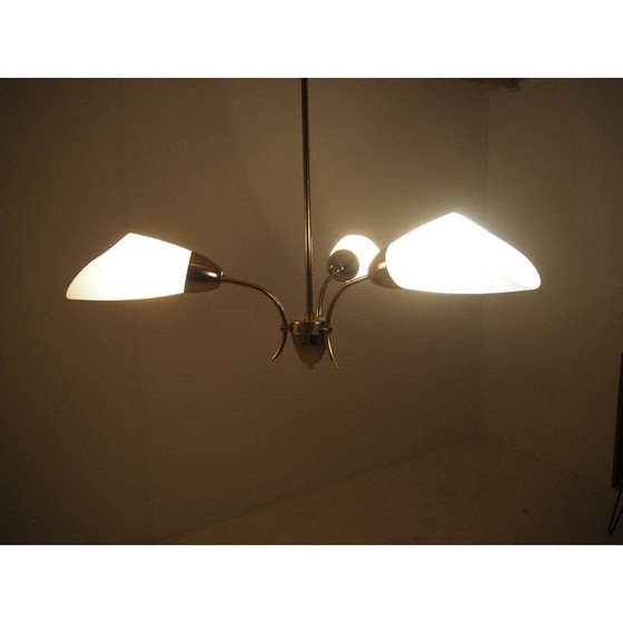 Image 1 of Vintage-Kronleuchter aus Messing und Glas, Tschechoslowakei 1960