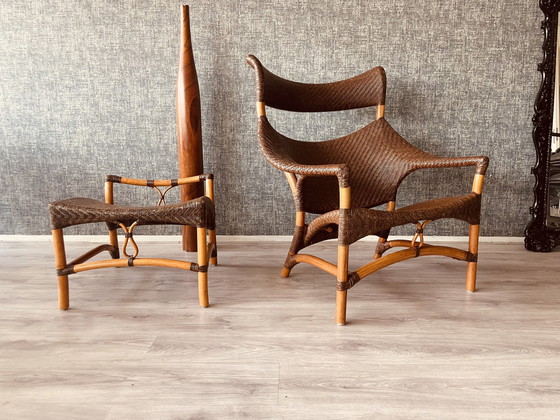 Image 1 of Vintage Lounge Chair und Fußhocker von Yuzuru Yamakawa