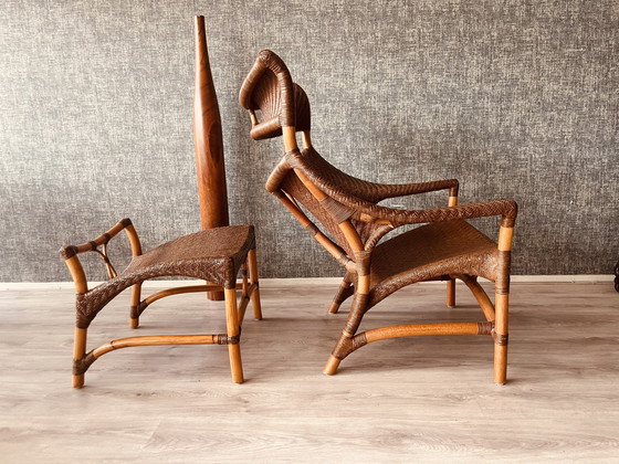 Image 1 of Vintage Lounge Chair und Fußhocker von Yuzuru Yamakawa