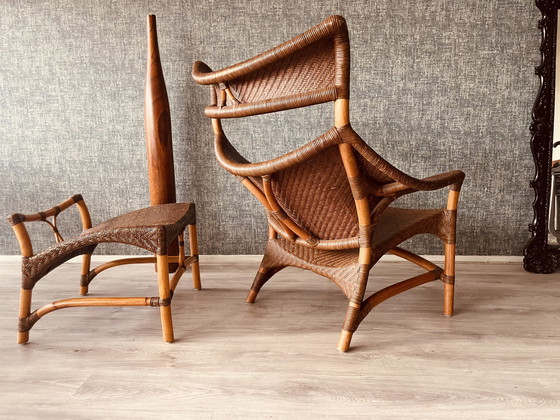 Image 1 of Vintage Lounge Chair und Fußhocker von Yuzuru Yamakawa