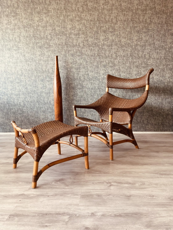 Image 1 of Vintage Lounge Chair und Fußhocker von Yuzuru Yamakawa