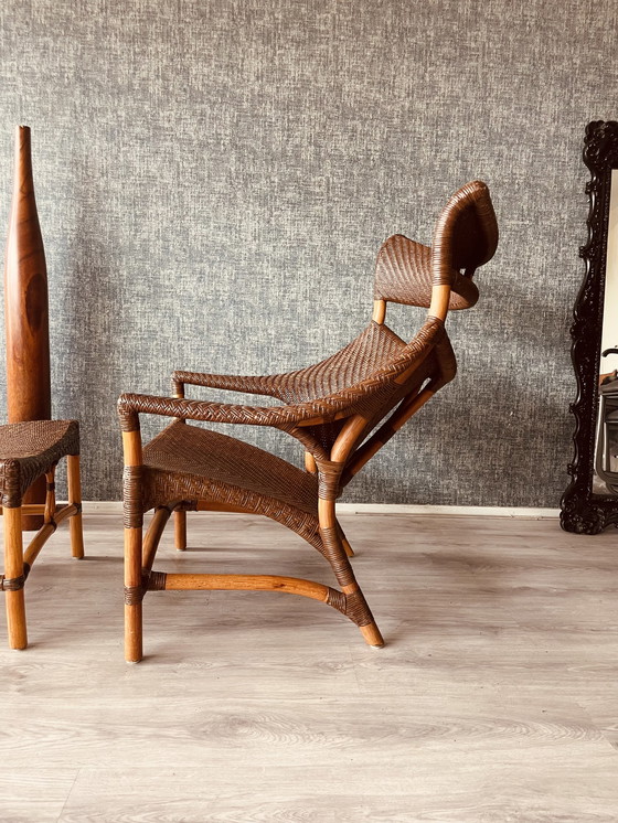 Image 1 of Vintage Lounge Chair und Fußhocker von Yuzuru Yamakawa