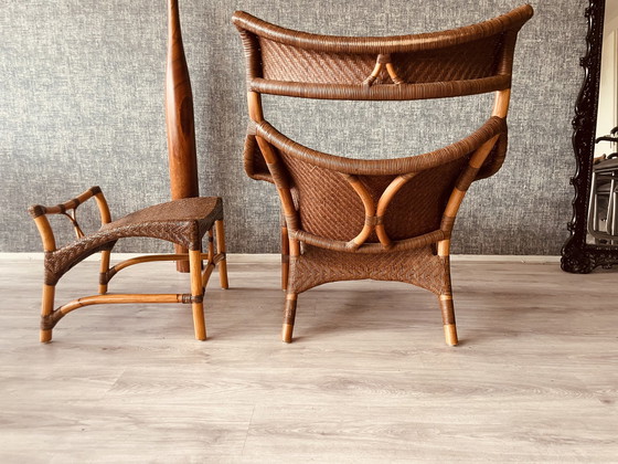 Image 1 of Vintage Lounge Chair und Fußhocker von Yuzuru Yamakawa