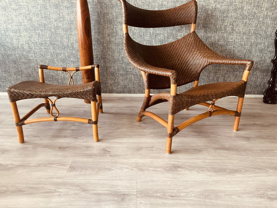 Image 1 of Vintage Lounge Chair und Fußhocker von Yuzuru Yamakawa