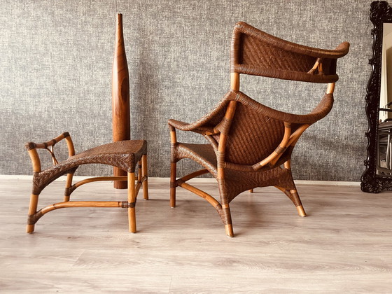 Image 1 of Vintage Lounge Chair und Fußhocker von Yuzuru Yamakawa