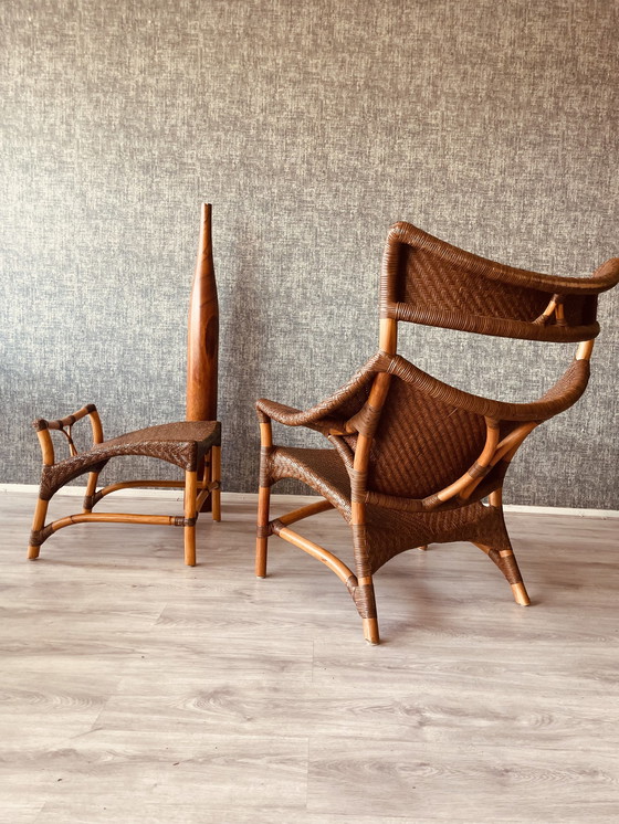 Image 1 of Vintage Lounge Chair und Fußhocker von Yuzuru Yamakawa