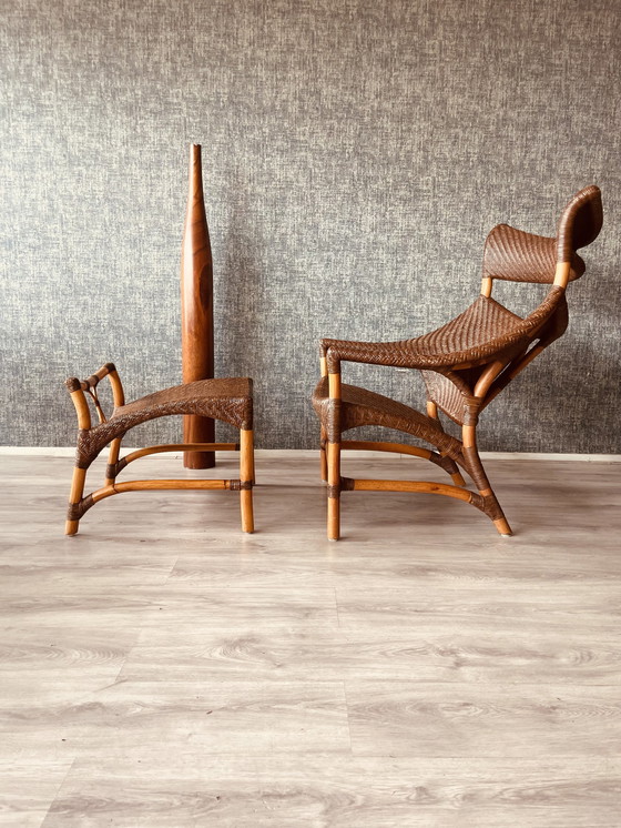 Image 1 of Vintage Lounge Chair und Fußhocker von Yuzuru Yamakawa