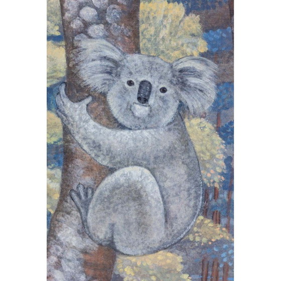 Image 1 of Vintage-Gemälde, das Koalas in Bäumen zeigt
