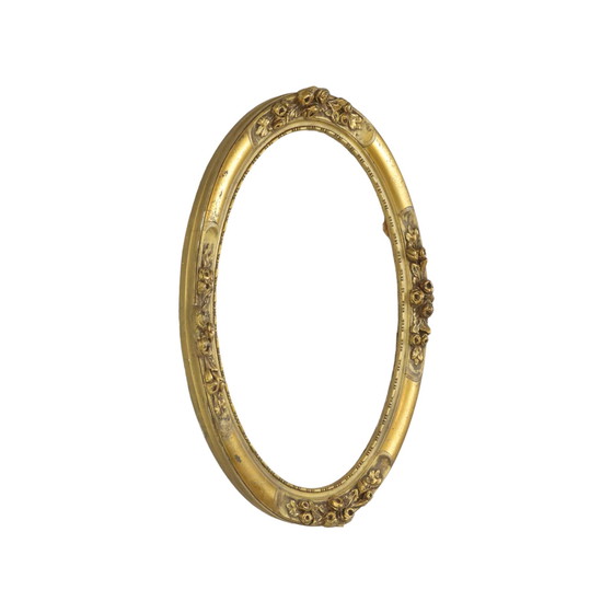 Image 1 of Oval Gold Holzrahmen Rosen